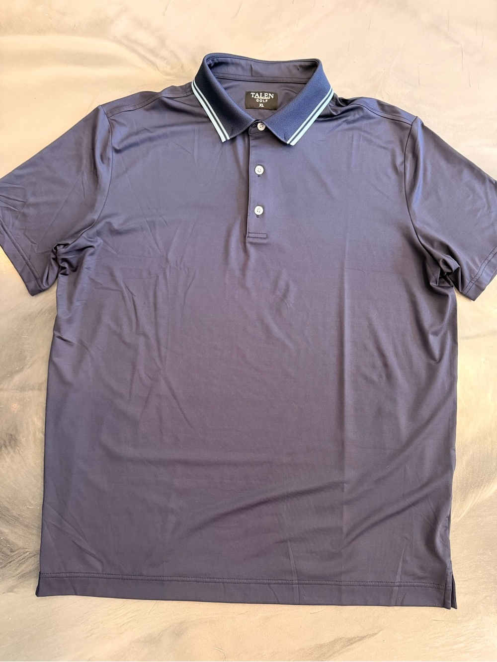 Talen Golf Men’s Navy Polo with Contrast Stripe Collar